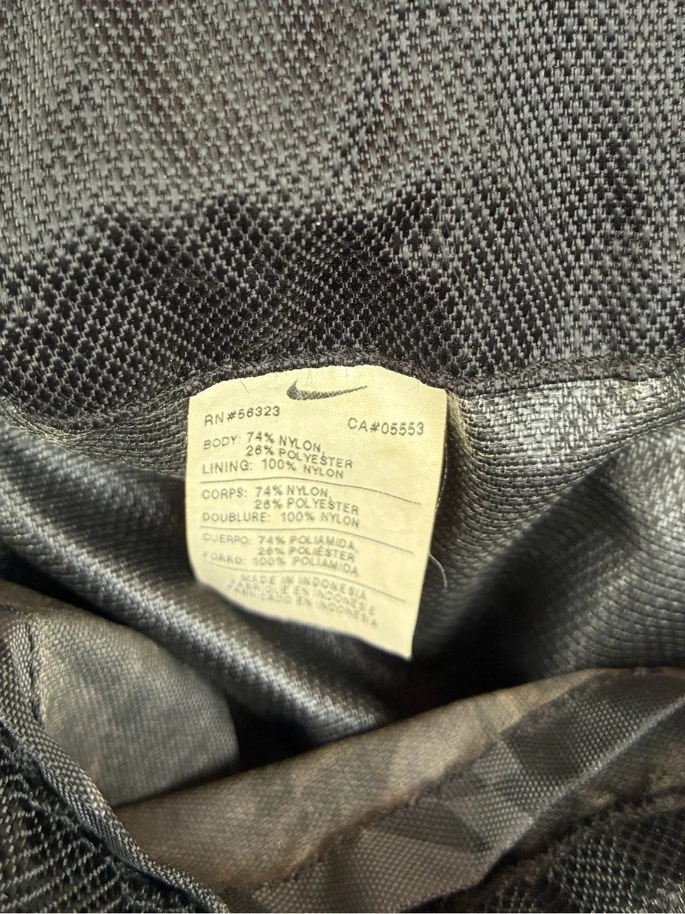 Vtg Y2K Nike Black Drawstring Backpack with White Logos